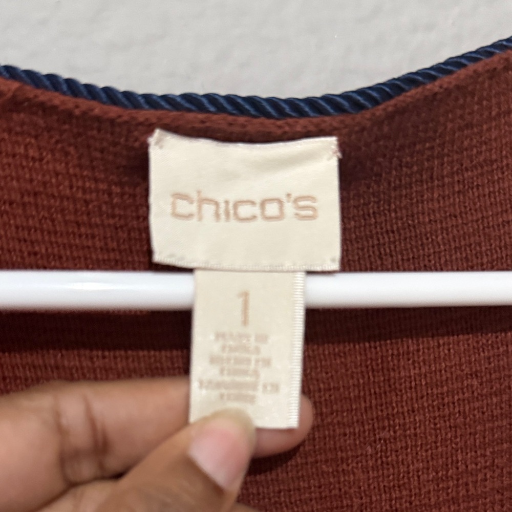 Chico's Rich Brown Cardigan with Beaded Detail long gorgeous - Picture 3 of 9